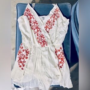 Papaya Red Floral Designed Romper